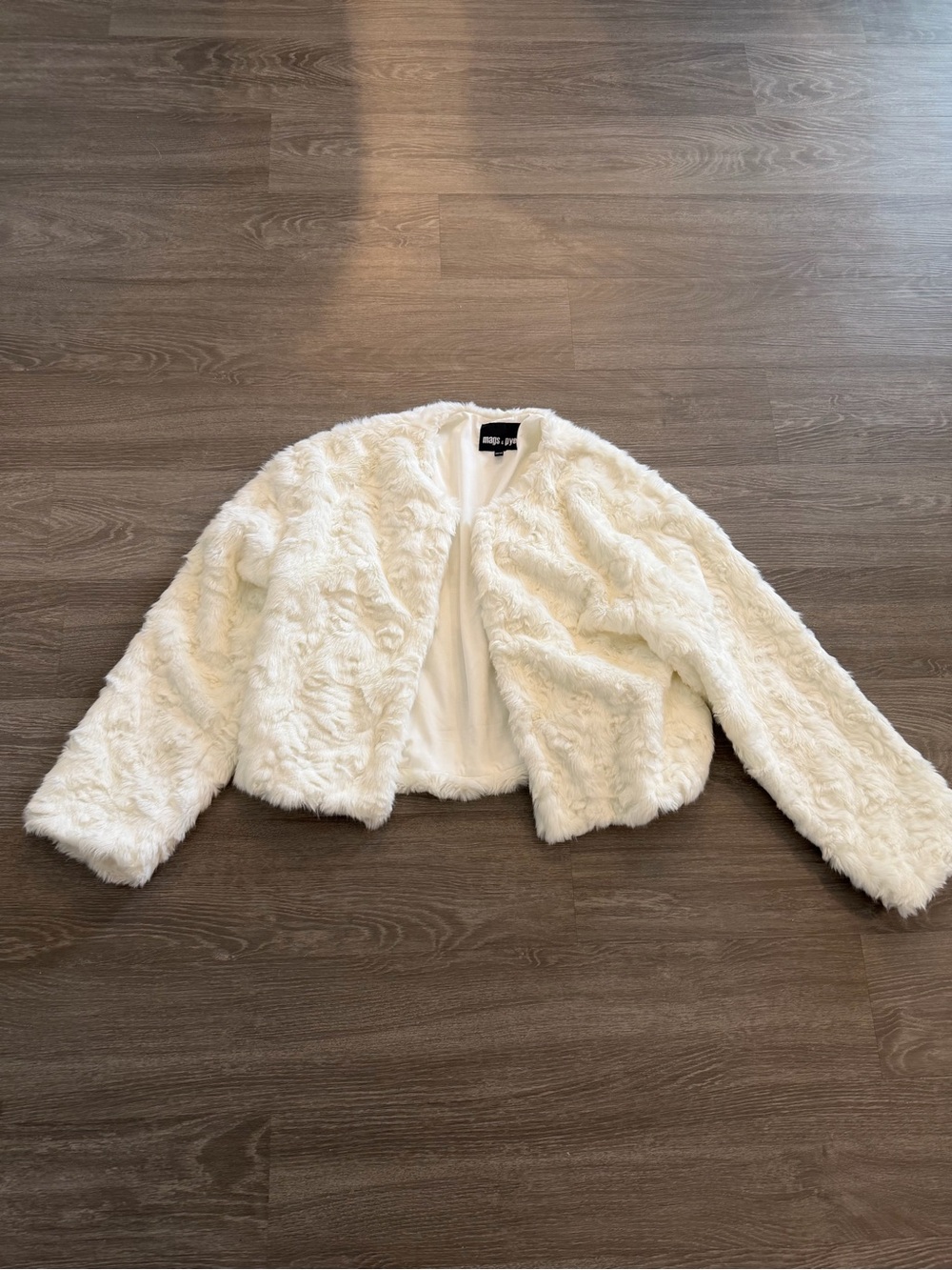 Topshop Ivory Faux Fur Cropped Jacket